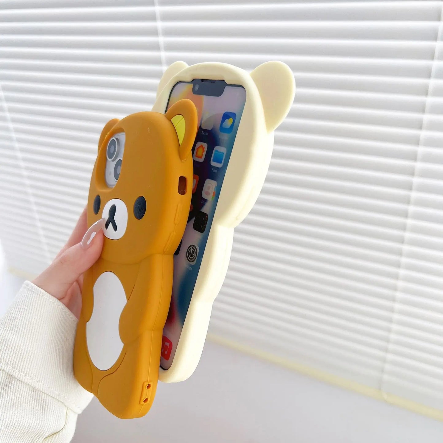 Rilakkuma Bear Silicone Soft Cover Case For iPhone 16 15 14 13 12 11 Pro Max mini Plus Xs XR 6 7 8 Plus