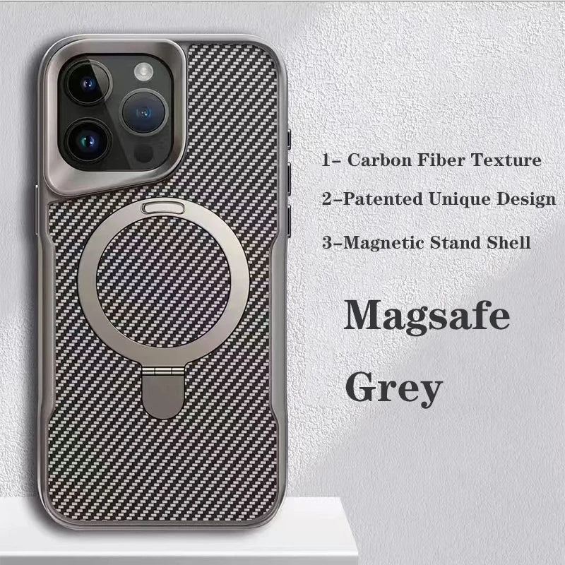 Soft Rubber Frame Metal Stand iPhone Case