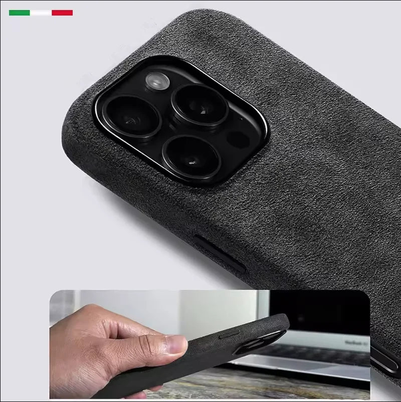 Alcantara Metal Camera Lens Protection Case for iPhone