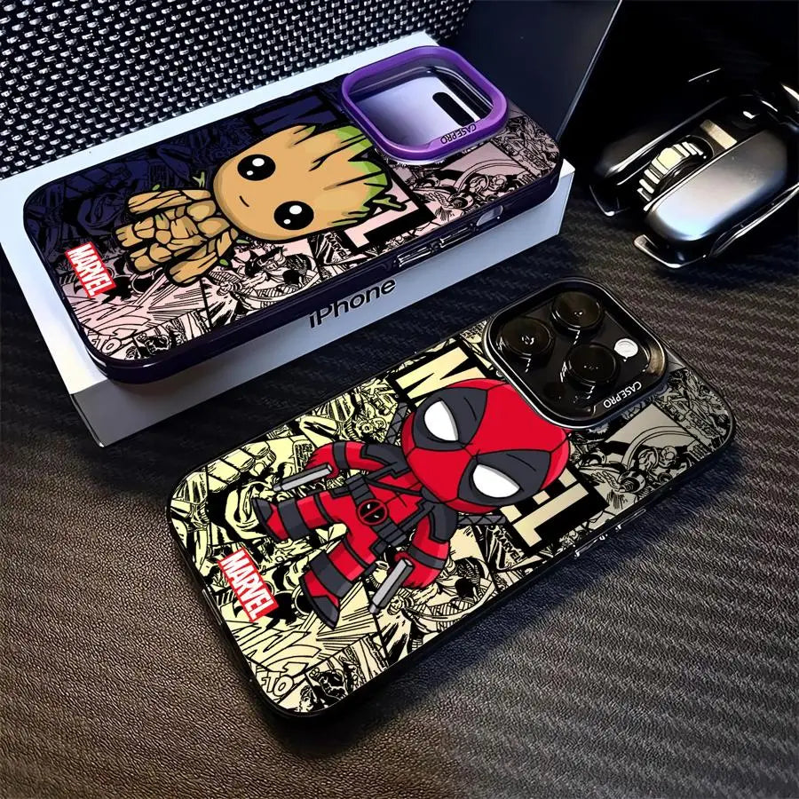 Marvel Groot Deadpool Cover Phone Case for Apple iPhone 15 Pro Max 16 Pro 14 Pro 13 12 11 Pro Max 14 Plus Protective Soft Shell