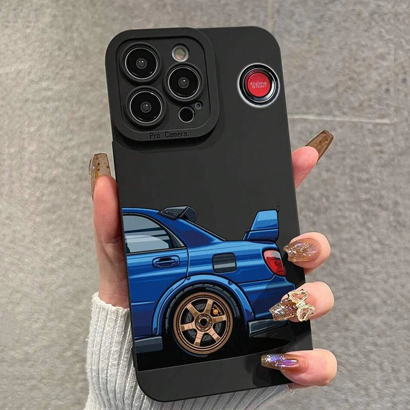 Phone Case For iPhone 14 13 15 16 Pro Max 11 12 Mini 8 7 Plus X XR XS SE 2022 Stylish Car Pattern Shockproof Soft Back Cover