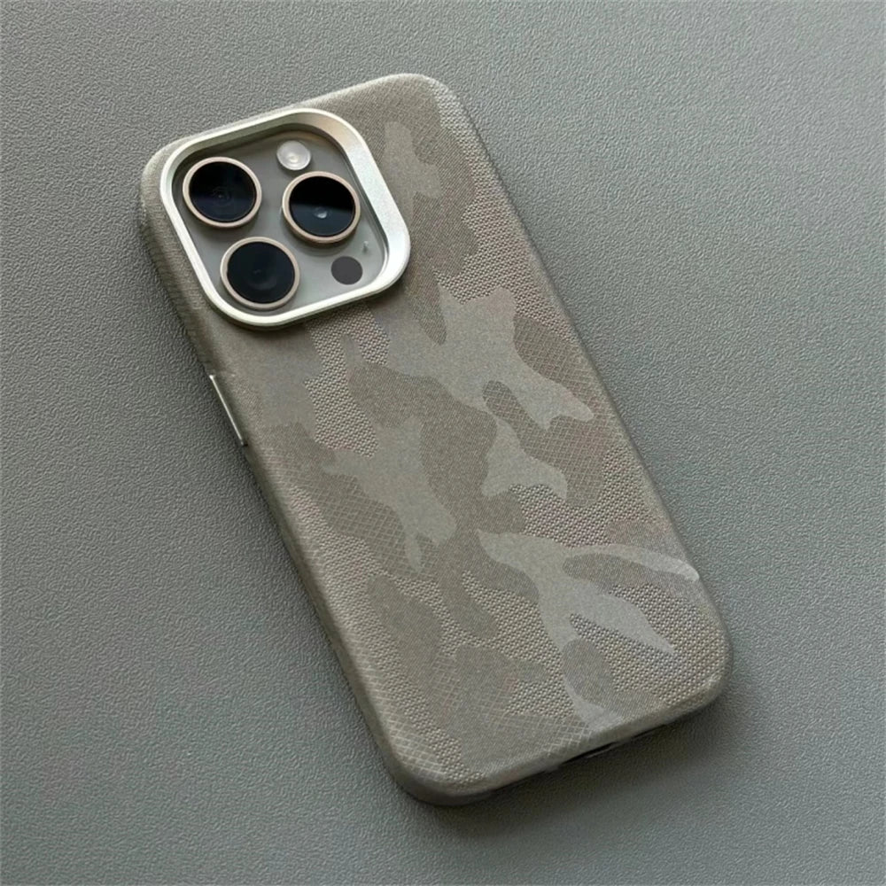 Luxury Camouflage Leather Shockproof Armor Magnetic Case For iPhone