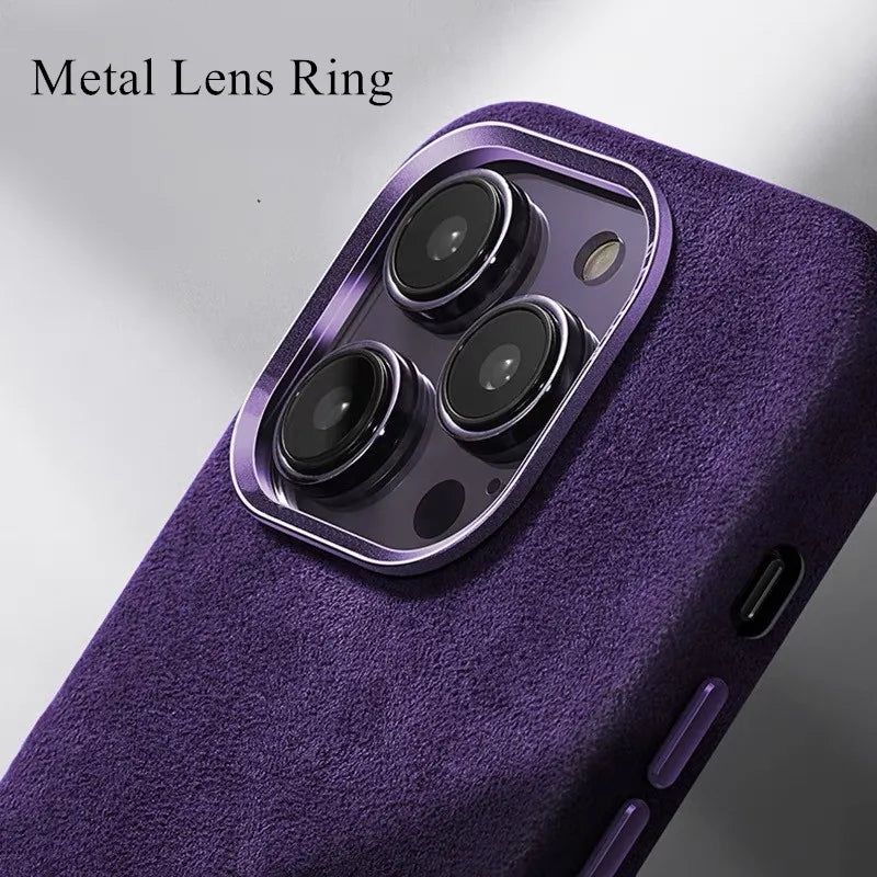 Alcantara Metal Camera Lens Protection Case for iPhone