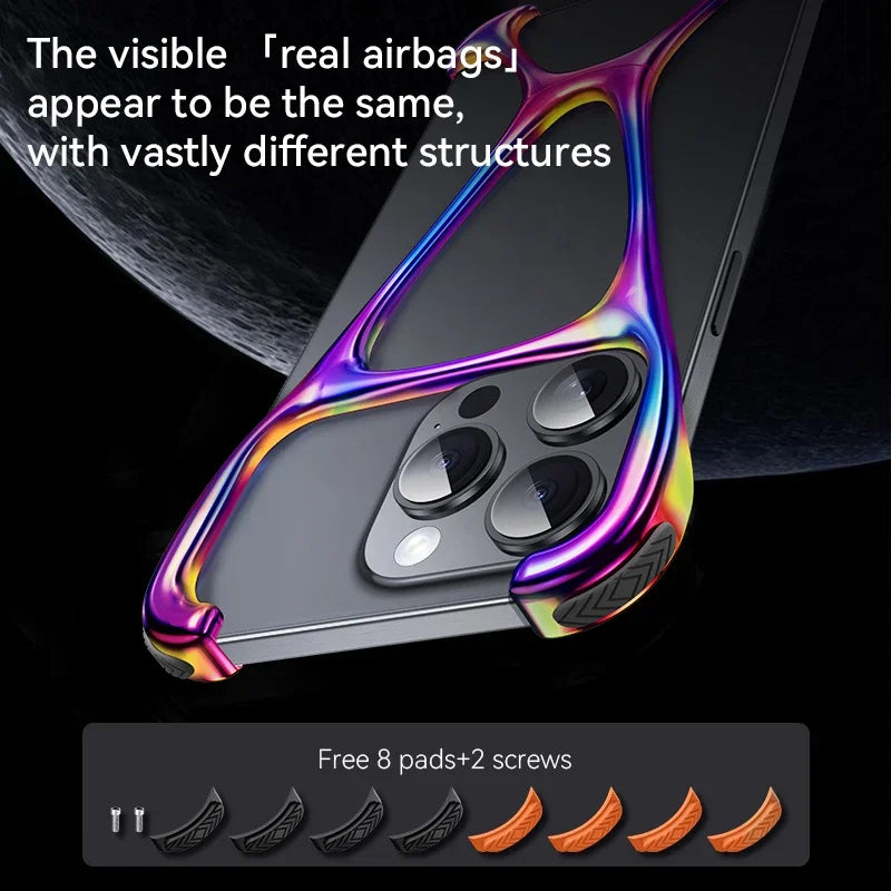 Case Rimless Metal Zincy Alloy Titanium Aluminum Bumper Heat Dissipation Shockproof Cover Luxury