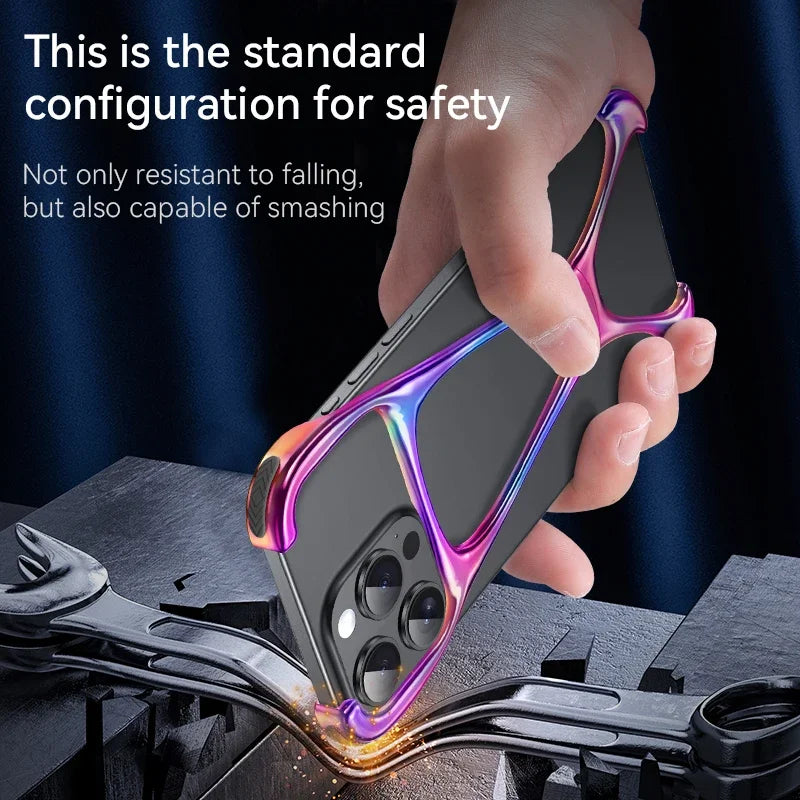 Case Rimless Metal Zincy Alloy Titanium Aluminum Bumper Heat Dissipation Shockproof Cover Luxury